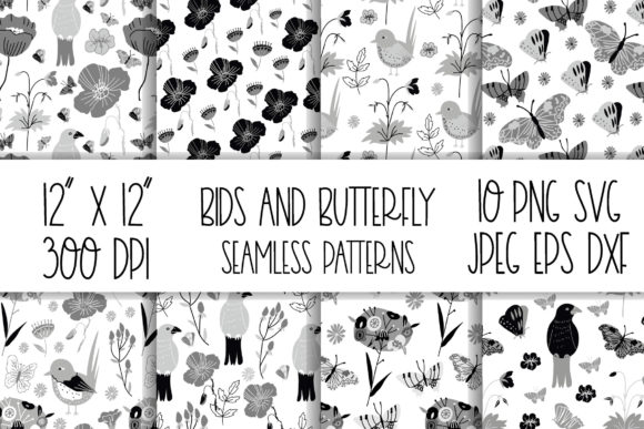 Black and White Floral Paper Butterfly