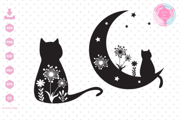 Cat Flower and Moon SVG Design Review