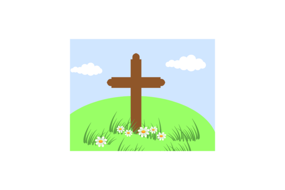 Cute Easter Floral Icon Cross