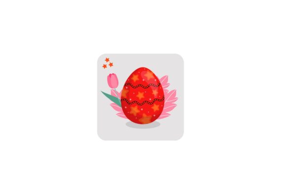 Easter Red Star Floral Egg Card