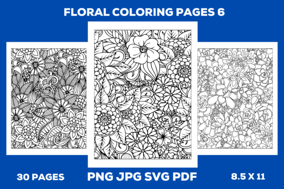 Floral Coloring Pages Bundle 6