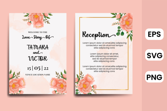Floral Frame Wedding Invitation Peony