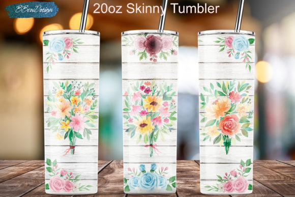Rustic Watercolor Floral Bouquet Tumbler