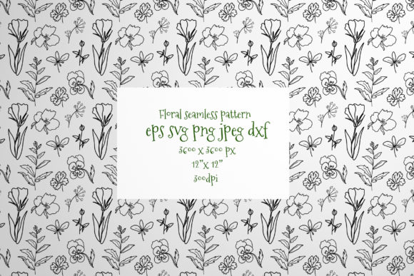 Seamless Floral Pattern Black and White