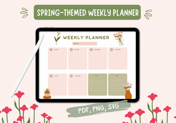 Spring Floral Weekly Planner Peach