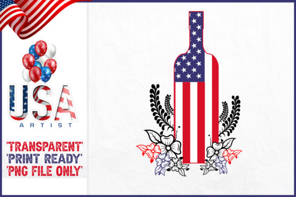 USA Floral Wine Bottle